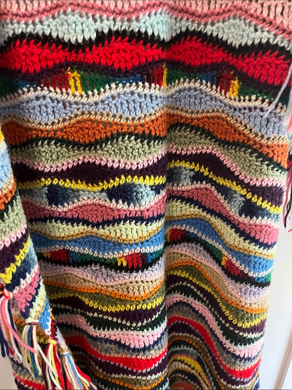 Multicolor Crochet Fringe Throw Blanket - Picture 5 of 5